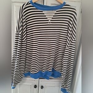 We The Free Blue, White, Black Striped Sweater Large